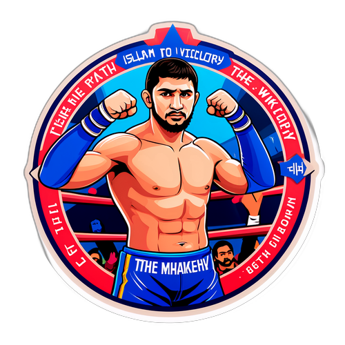 Дизайн наклейки с изображением ислам махачева в ринге