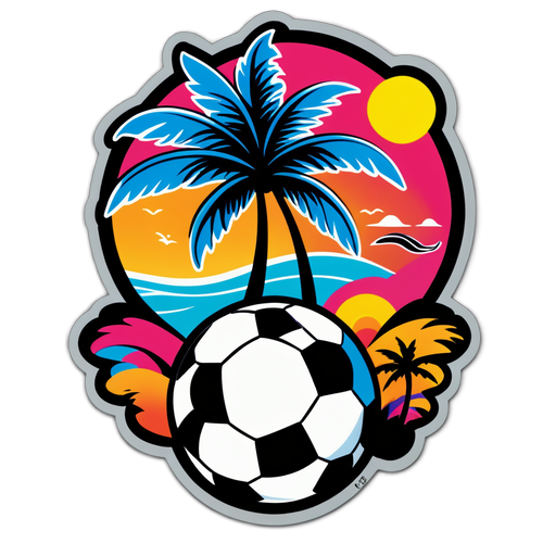 Miami South Beach Silhuett med Fotboll