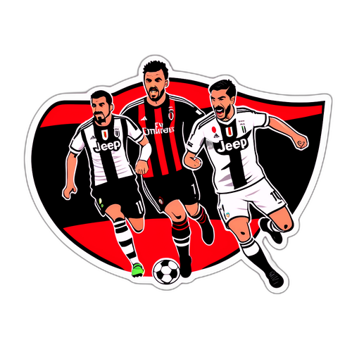 Dynamická scéna z fotbalového zápasu Juventus a AC Milan