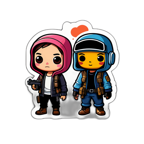 PUBG-थीम्ड क्यूट चिबी स्टिकर