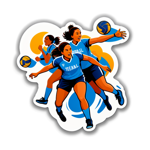 Équipe de Handball Féminine : Le Sticker Énergique qui Emballe Passions et Esprit d'Équipe!