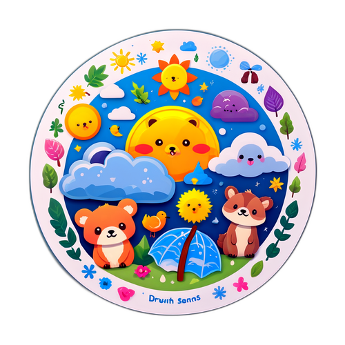 四季變化的天氣場景貼紙