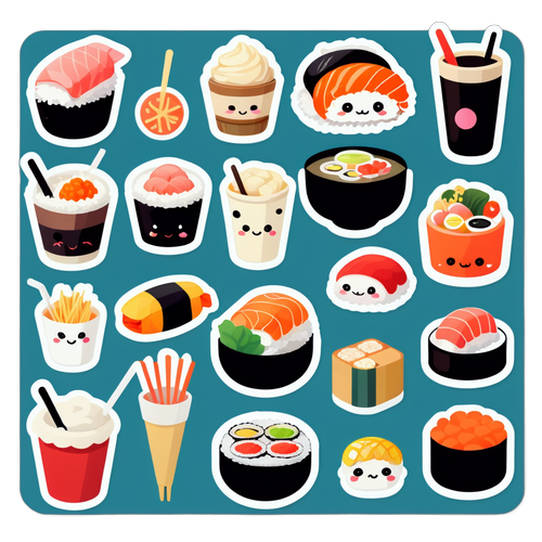 Cute Food-Themed Sticker Set