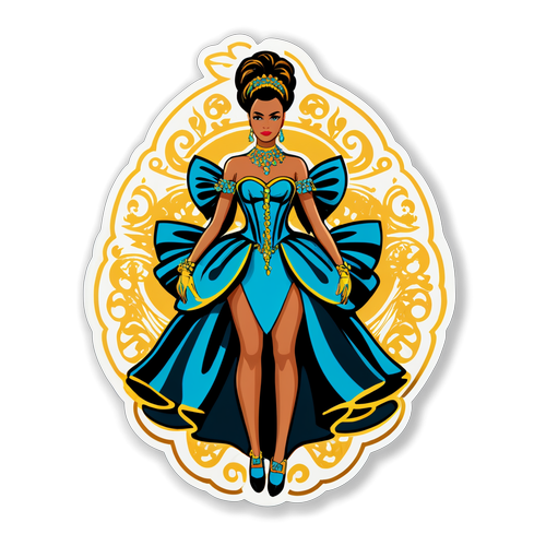 Sticker cu o recunoaștere pentru Met Gala, prezentând un design artistic