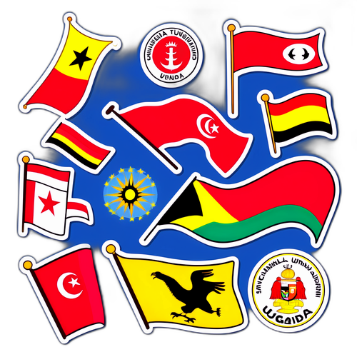 Дизайн с различными флагами Туниса и Уганды, подчеркивающий их культурное наследие