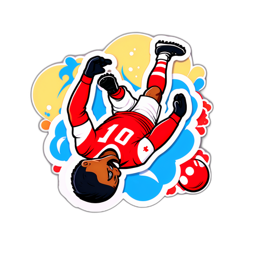 Thiết kế nhãn dán hài hước về cầu thủ Monaco ngã xuống sân