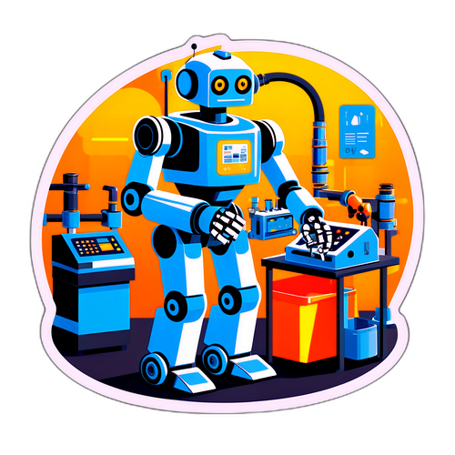 机器人在工厂中工作的场景