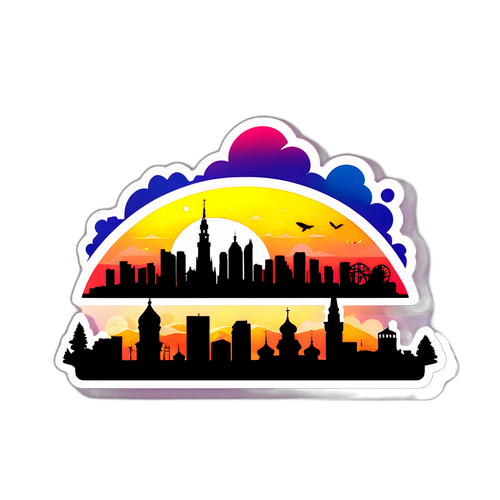 Pokrovsk Skyline vid solnedgång