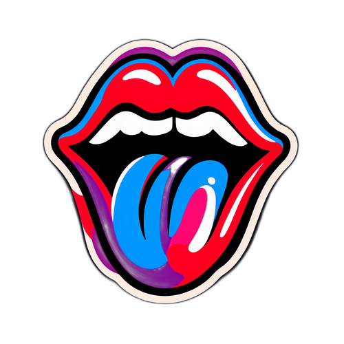 Styliserte lepper med Rolling Stones tunge