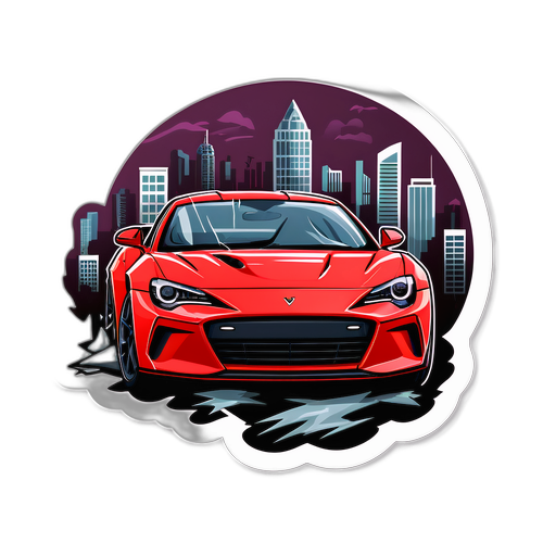 Mașină sport deteriorată pe fundal urban