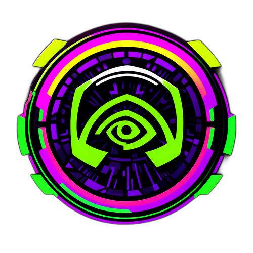 Futurystyczny naklejka z logo NVIDIA w tle neonowych wzorów