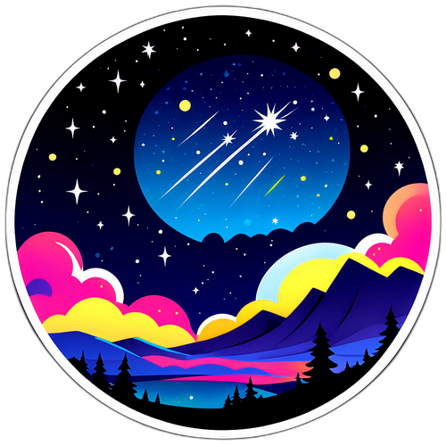 Isang Mahikang Sticker na Nagpapakita ng Perseids Meteor Shower