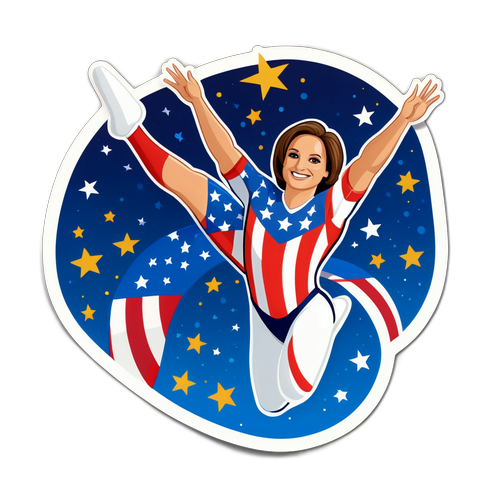 Cartoon of Mary Lou Retton Vaulting