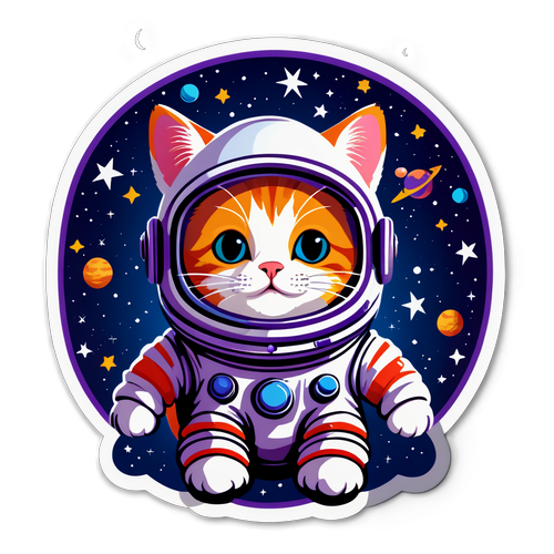 Sumisikat na Pusa sa Kalangitan: Sticker na Magdadala sa Iyo sa Isang Intergalactic Adventure!