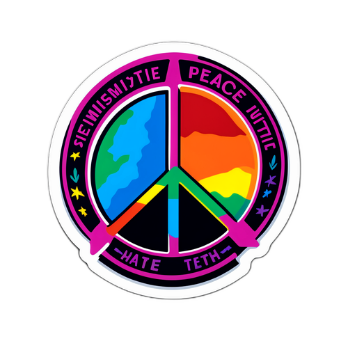 Un adhesivo que promueve la paz y la unidad contra el antisemitismo