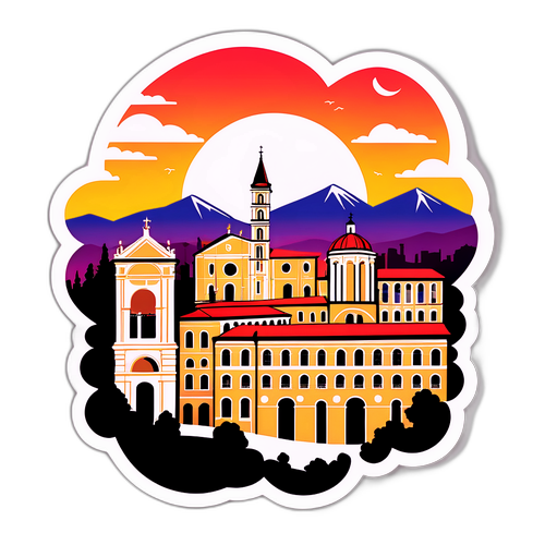 Een pittoreske sticker van de stad Udine
