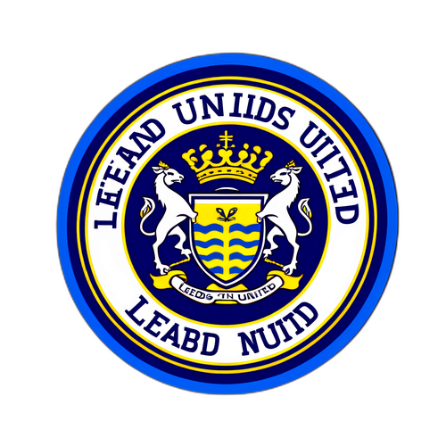 리즈 유나이티드의 전통 색상을 배경으로 한 구호 가사 스티커