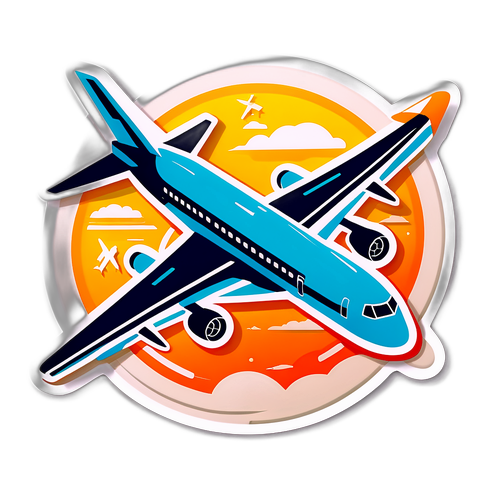 Autocolant cu avion și simboluri de trafic aerian