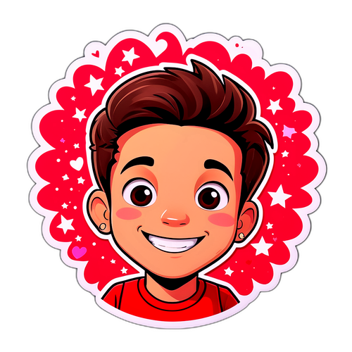 Sticker van Lucas Bravo met een charmante glimlach