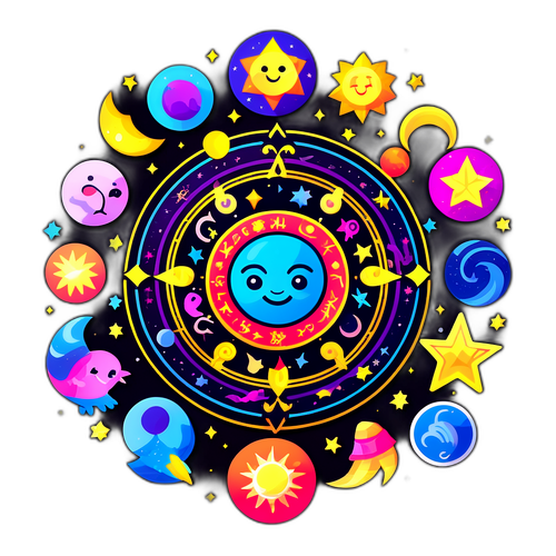 Astrolojik Semboller İçin Renkli ve Eğlenceli Çıkartma