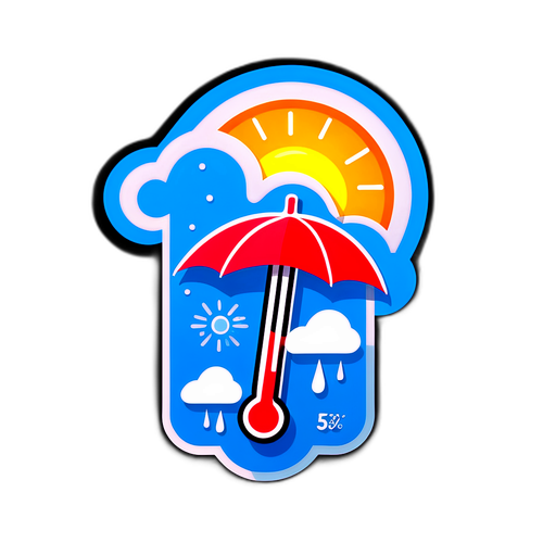 온도계와 우산의 조화 스티커