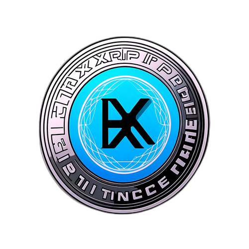 Sticker van een munt met 'XRP: De Toekomst van Financiën'