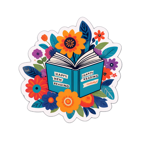 फुलों की सीमा के साथ 'हैप्पी रीडिंग'