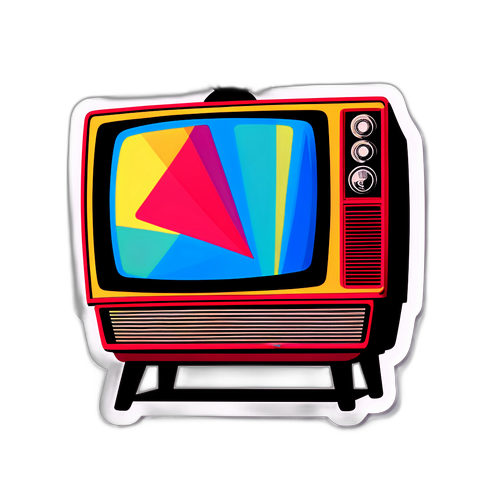 Retro-inspirert klistremerke av TV2.no med gammeldags TV-sett