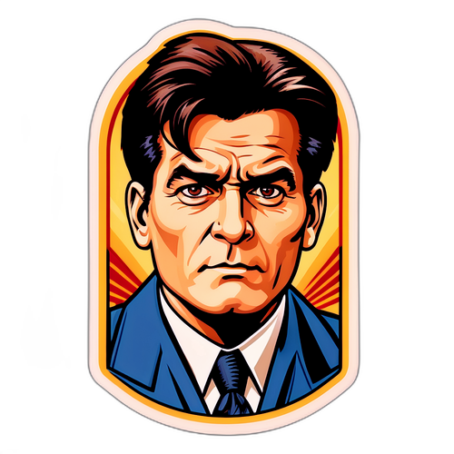 Retro-sticker van Charlie Sheen in klassieke filmscène