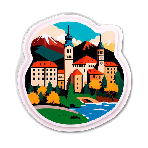 Aufkleber mit Gebäuden und Wahrzeichen von Bosnien
