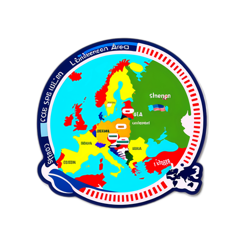 Vibrant klistermærke med Schengen-område kort