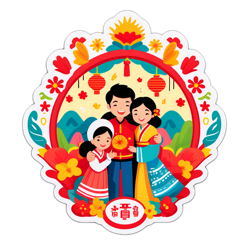 春祭りを楽しむ家族の心温まるデザイン