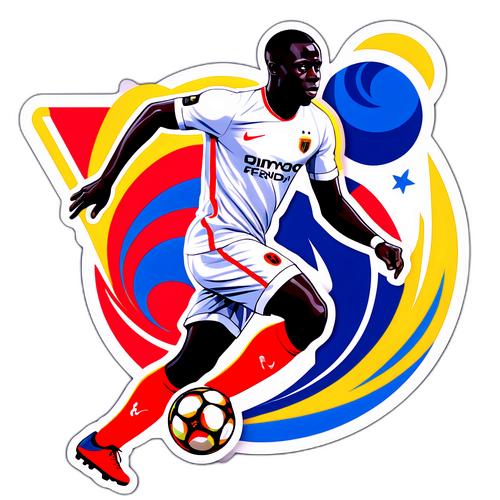 Un design dynamique de Ferland Mendy en action sur le terrain de football