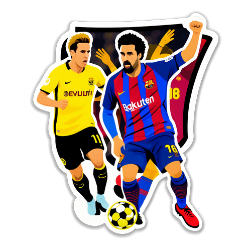 Vibrant na Sticker ng Pagsasagupaan ng Dortmund at Barcelona