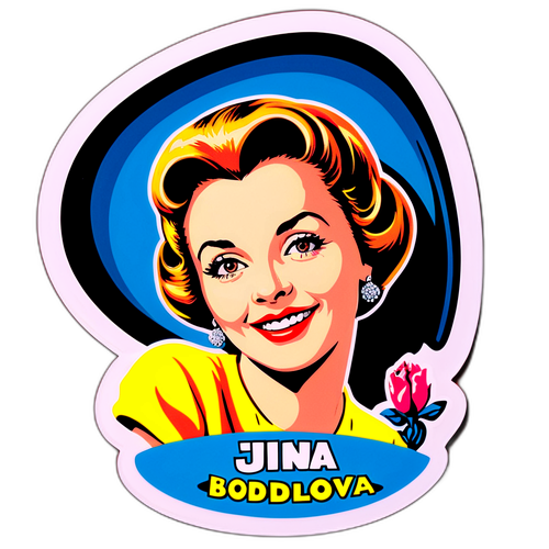 Nálepka s retro stylizací Jiřiny Bohdalové