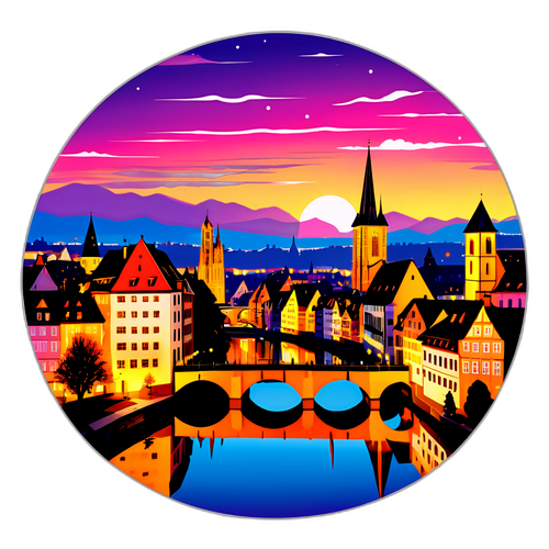 En pittoresk solnedgang over Strasbourg