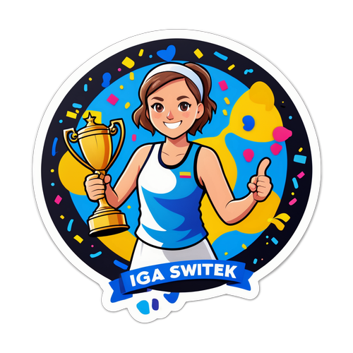 Sticker Igi Świątek z trofeum