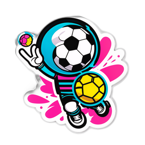 Sticker Gioioso di Calcio con Mascotte