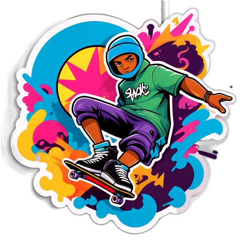 Skate-tema klistremerke