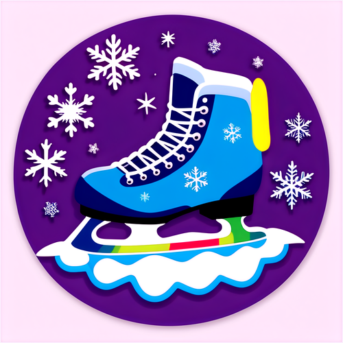 Creatieve sticker met schaatsen en een vrolijk gezicht