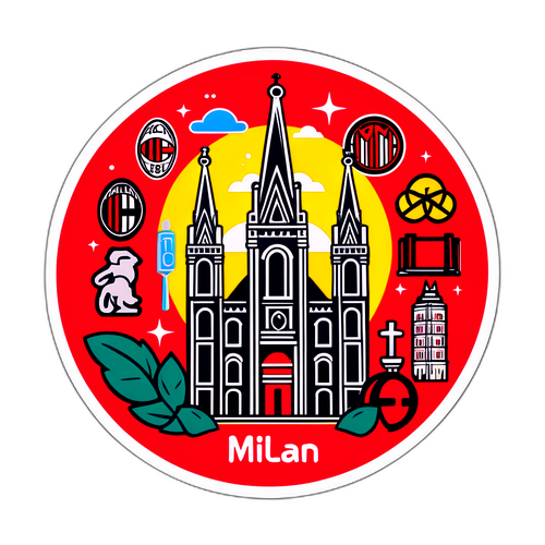 AC Milan Logo mit kulturellen Symbolen von Mailand