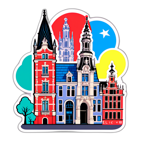 Chique sticker van de architectonische hoogtepunten van Brussel