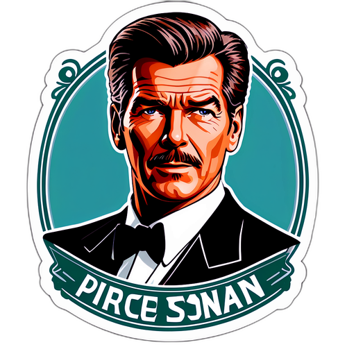 Klasyczny naklejka z Pierce'em Brosnanem w stylu vintage