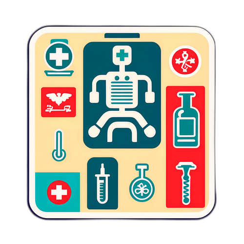 Sticker vintage avec des icônes médicales