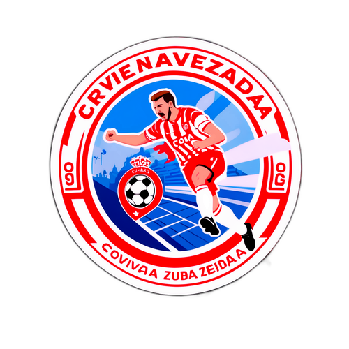 Aufkleber eines Crvena Zvezda Spielers, der ein Tor erzielt
