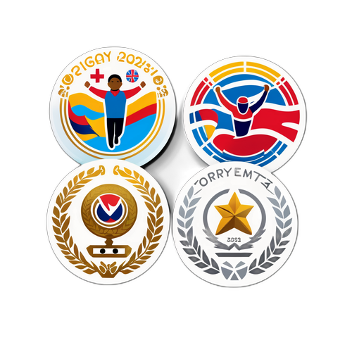 En livlig klistremerke med Norges medaljer fra OL 2026