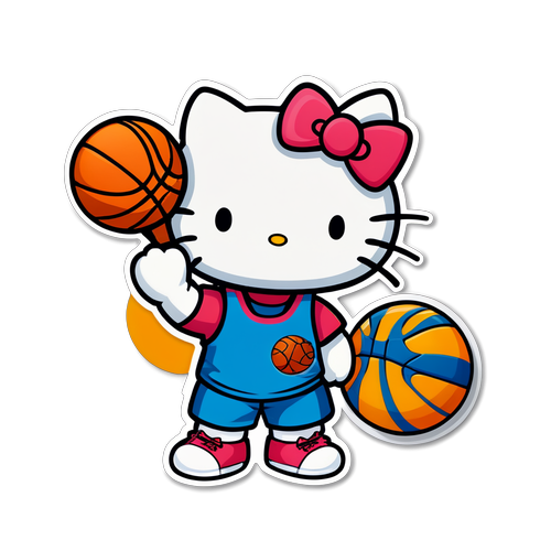 Sticker ni Hello Kitty na Naka-Basketball Jersey