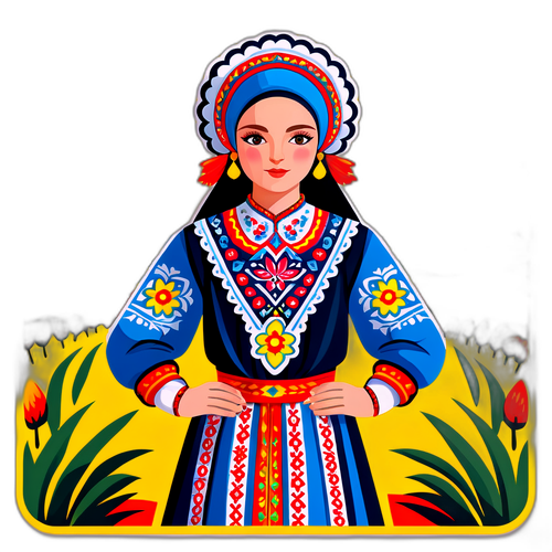 Ukrainsk folkdräkt med traditionella mönster