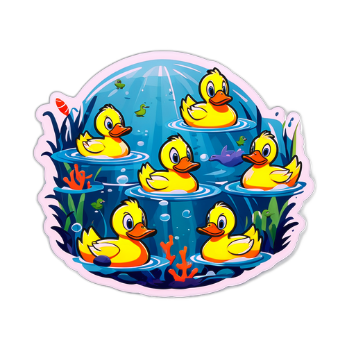 Playful Ducks Underwater Arena Sticker