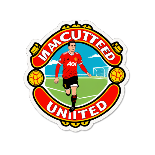 Sticker vintage Man United cu typography retro